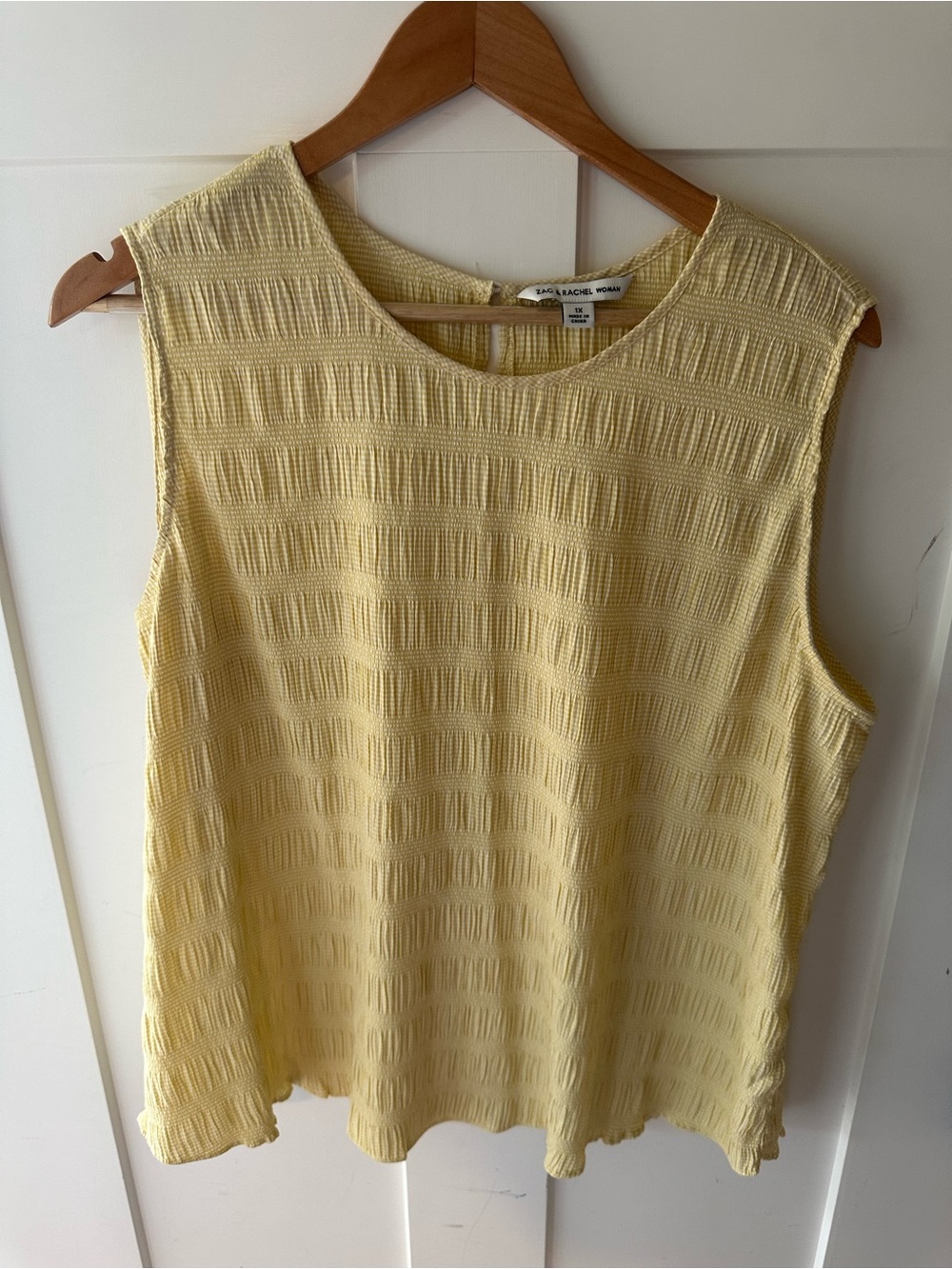 Zac & Rachel Pale Yellow Gingham Textured Sleeveless Tank